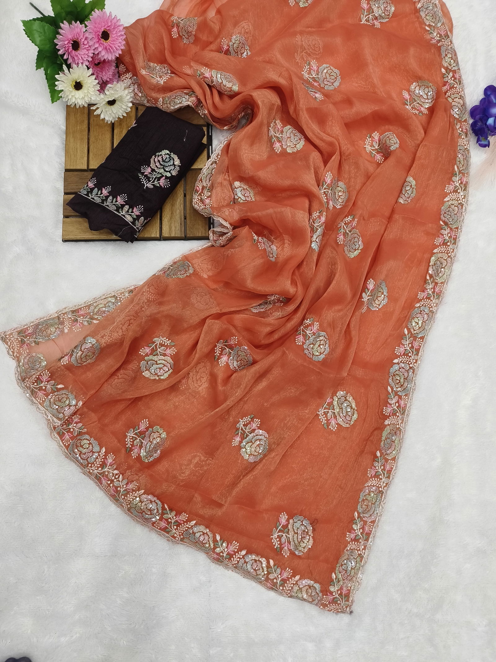 3M Designer Gold Coin Shimmer Party Wear Sarees Wholesale Shop In Surat